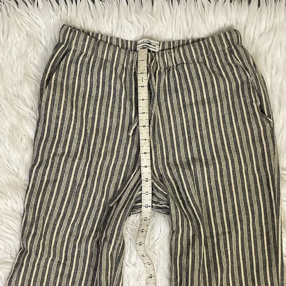 Urban Outfitters Y2K Stripes Blue Linen Drawstring Pull On Cropped Pants S